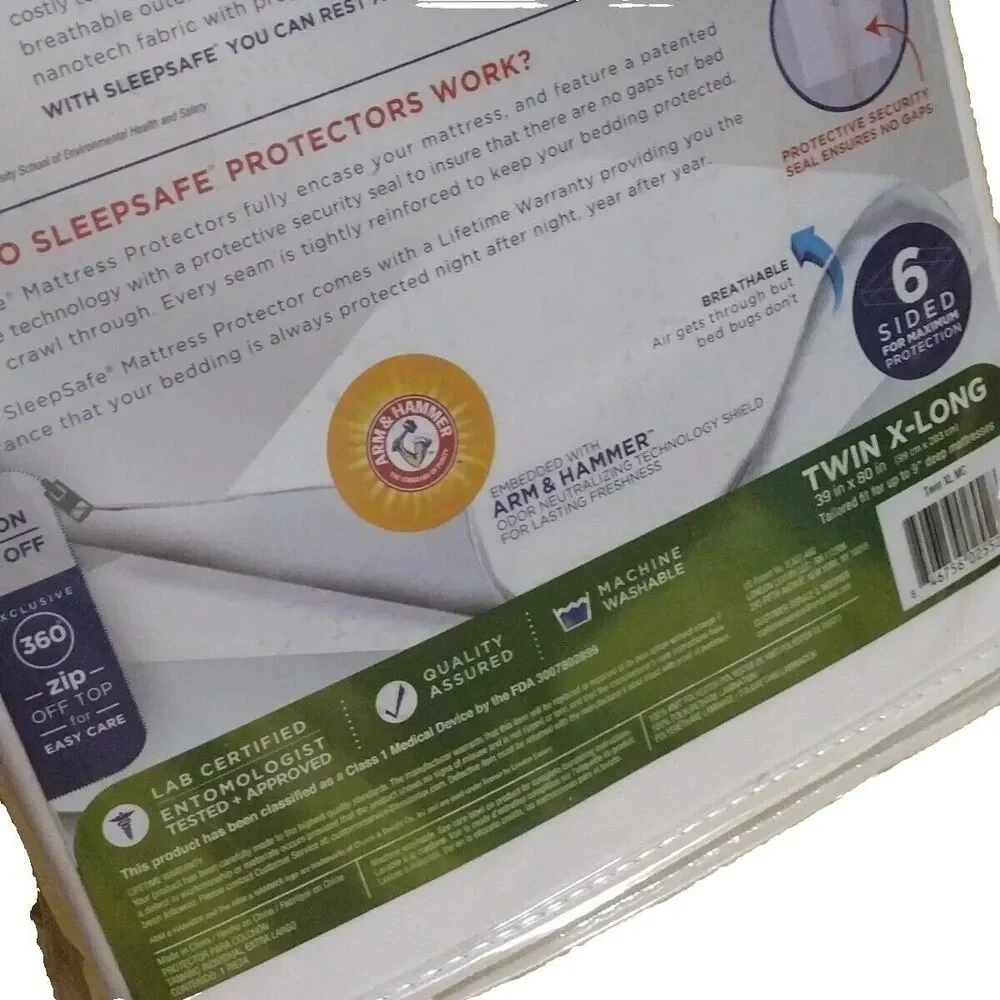 Premium White Mattress Protector TWIN Extra Long Sleep Safe Dorm Room Bed Bugs
